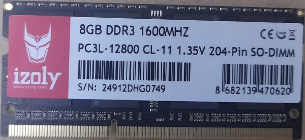 izoly 8gb ddr3L 1600mhz 1.35volt cl11 notebook ram